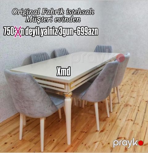 Yemək otağı dəsti – masa və 6 ədəd stul - Original fabrik istehsalı — Bakı