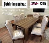 Yemək otağı üçün masa və 6 ədəd stul dəsti - Material: ağac fakturalı — Товары