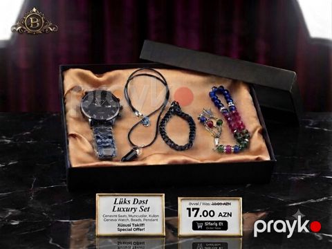 Lüks Dəst – “Luxury Set” Qutuda olan məhsullar: - Cenevre qol saatı — Gəncə