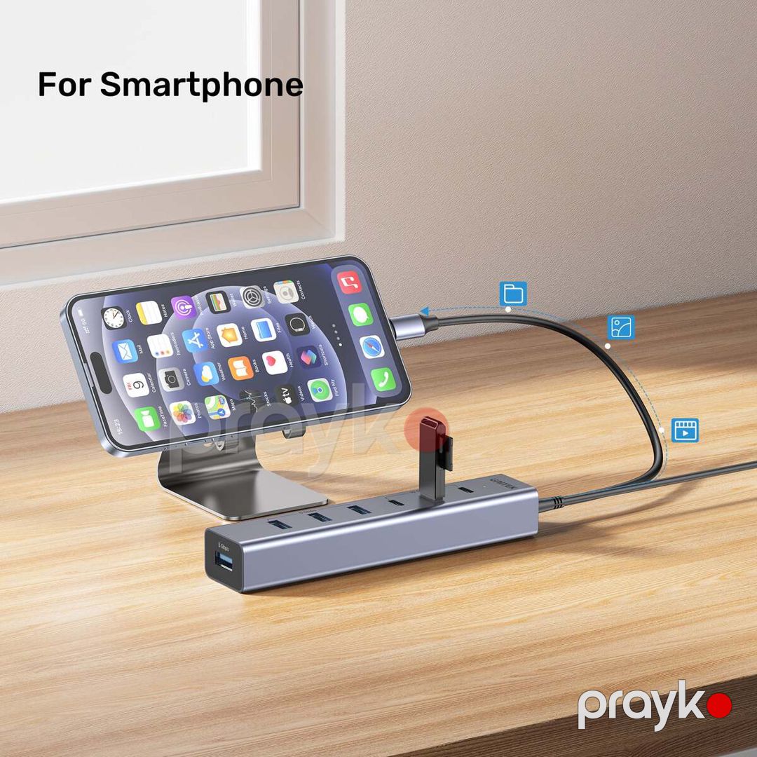 Unitek - uHUB S7+ — 3 Usb-c (10Gbps) və 4 Usb-a (5Gbps) portlu 7-si 1-də Usb-c hub — Periferik cihazlar, Bakı (7)