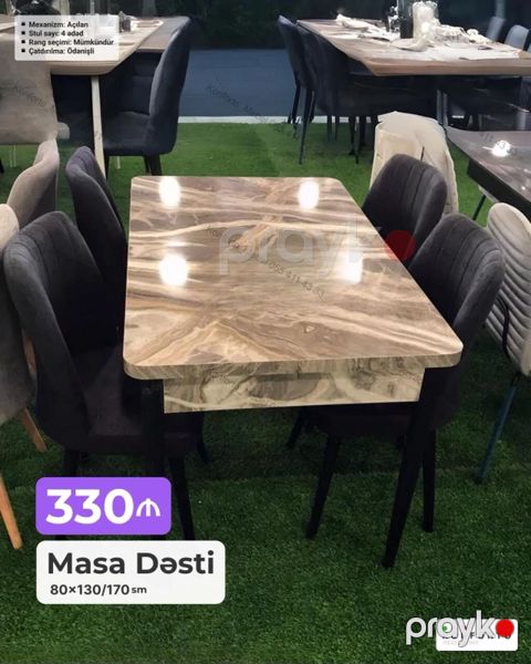 Masa Dəsti – 80×130/170 sm - Mexanizm: açılan (uzanan masa) - Ölçü — Bakı