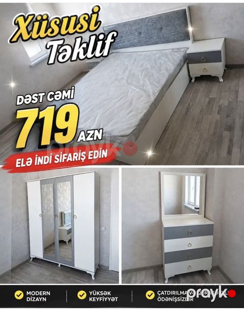 Yataq otağı mebel dəsti – modern dizayn və yüksək keyfiyyət. Dəst — Bakı