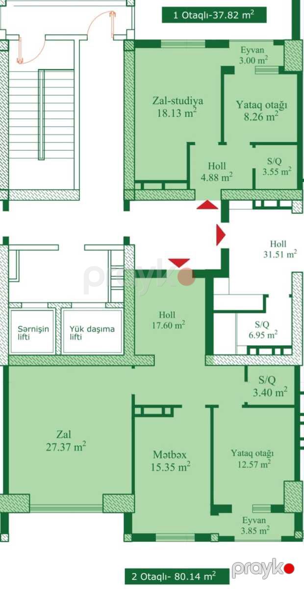 Satılır 2 otaqlı yeni tikili 80.1 m² — Mənzil, Bakı (2)