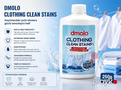 Ləkə təmizləyən maye 250ml Dmolo Clothing Clean Stains 250 q — Bakı