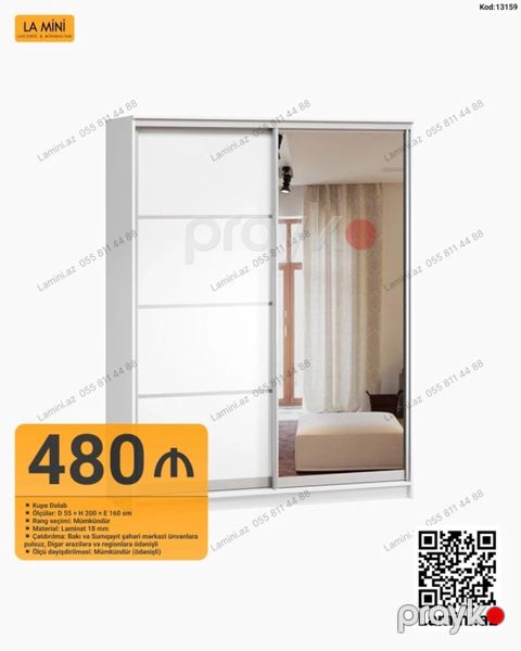 Kupe dolab – La Mini (Kod: 13159) - Ölçü: D 55 H 200 E 160 sm — Bakı