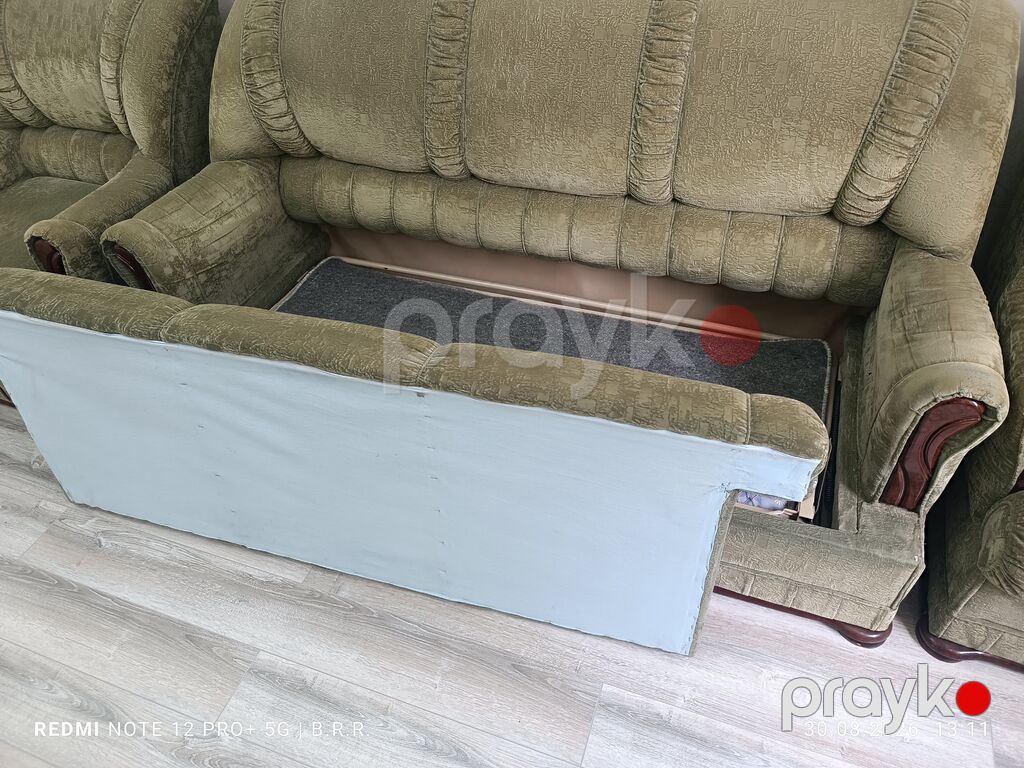 Yaşıl rəngli yumşaq mebel dəsti - Tərkibi: 3 yerlik divan + 2 ədəd — Yumşaq mobilya dəstləri, Mingəçevir (8)