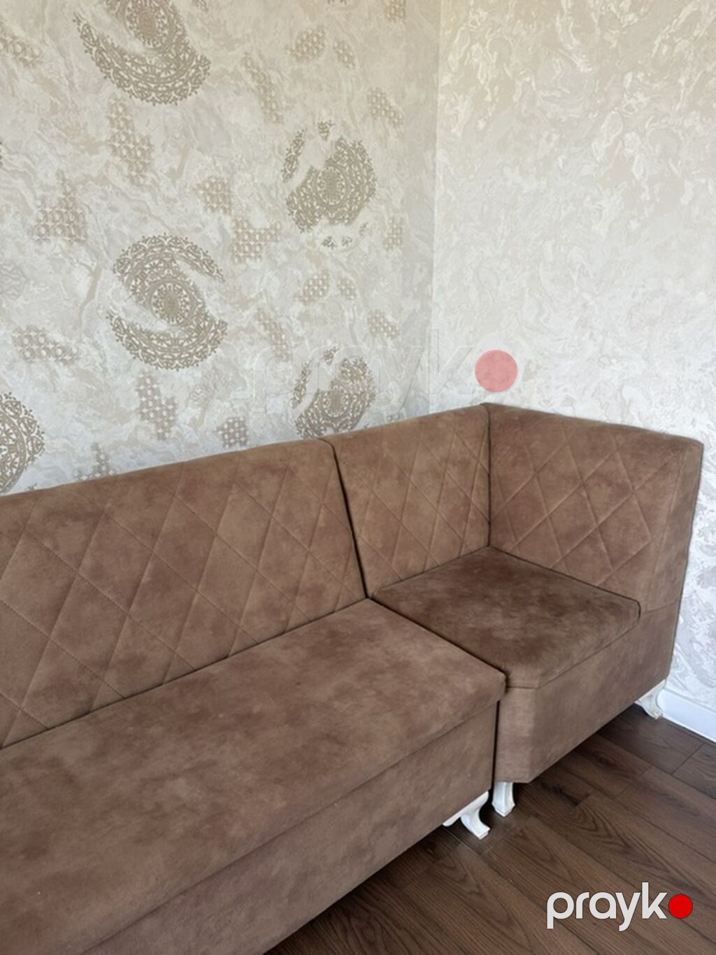 Künc divan – modul tipli, şokolad-qəhvəyi rəngdə, zərif romb tikişli — Divanlər, Digah (3)