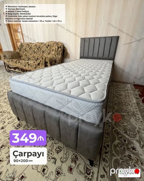 Çarpayı – 90×200 sm Model: Açılmayan, bazasız Sıyrılma — Bakı