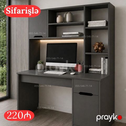 Düz masa, Polkalı, Siyirməli, MDF, Kredit yoxdur — Bakı