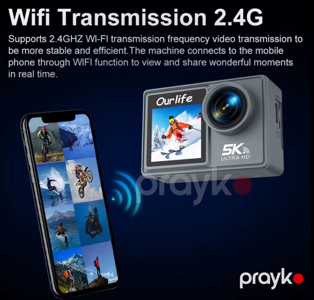 Action kamera 5K Ultra HD Wifi Touchscreen — Səs texnikası, Bakı (6)