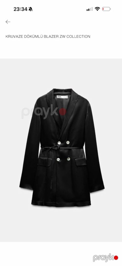 Yenıdır Zara.Məhsul: Kruvaze Dökümlü Blazer – ZW Collection - Rəng — Bakı