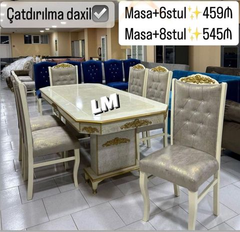 Klassik üslubda yemək dəsti - Dəst variantları: - Masa + 6 stul — Masalar və stullar
