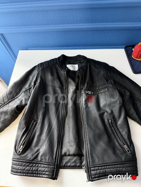Zara uşaq üçün dəri effektli qara biker gödəkçə - Brend: Zara — Bakı