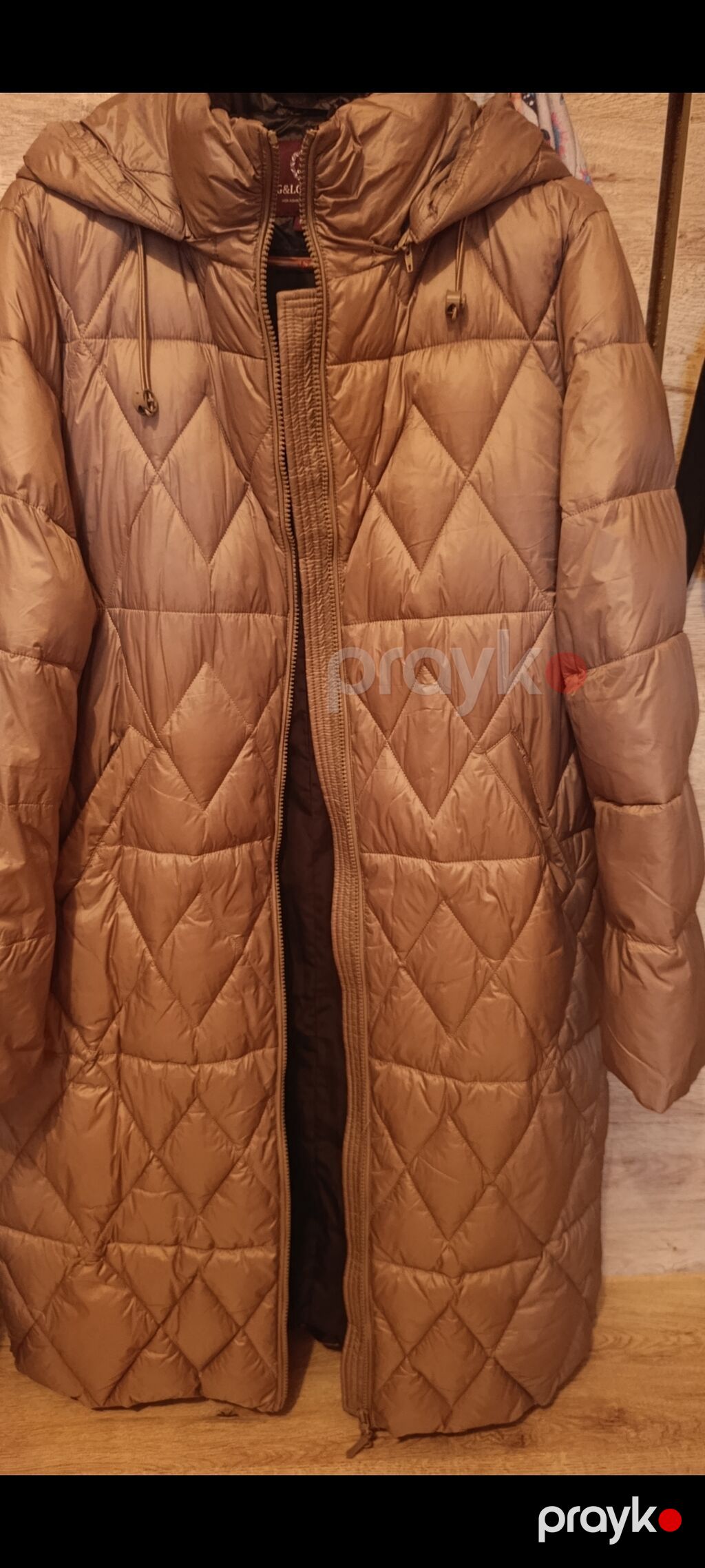 Qadınlar üçün uzun puffer palto – qəhvəyi/karamel rəngi — Palto, Sumqayıt (5)
