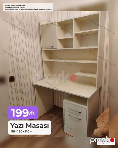 Düz masa, Stulsuz, Polkalı, Siyirməli, Sadə laminat — Bakı