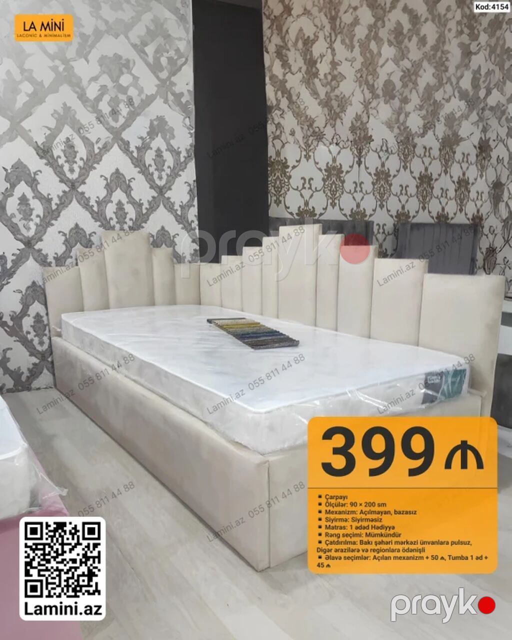 Çarpayı – La Mini Məlumat: - Ölçü: 90×200 sm - Mexanizm: Açılmayan — Yataqlar, Bakı (2)