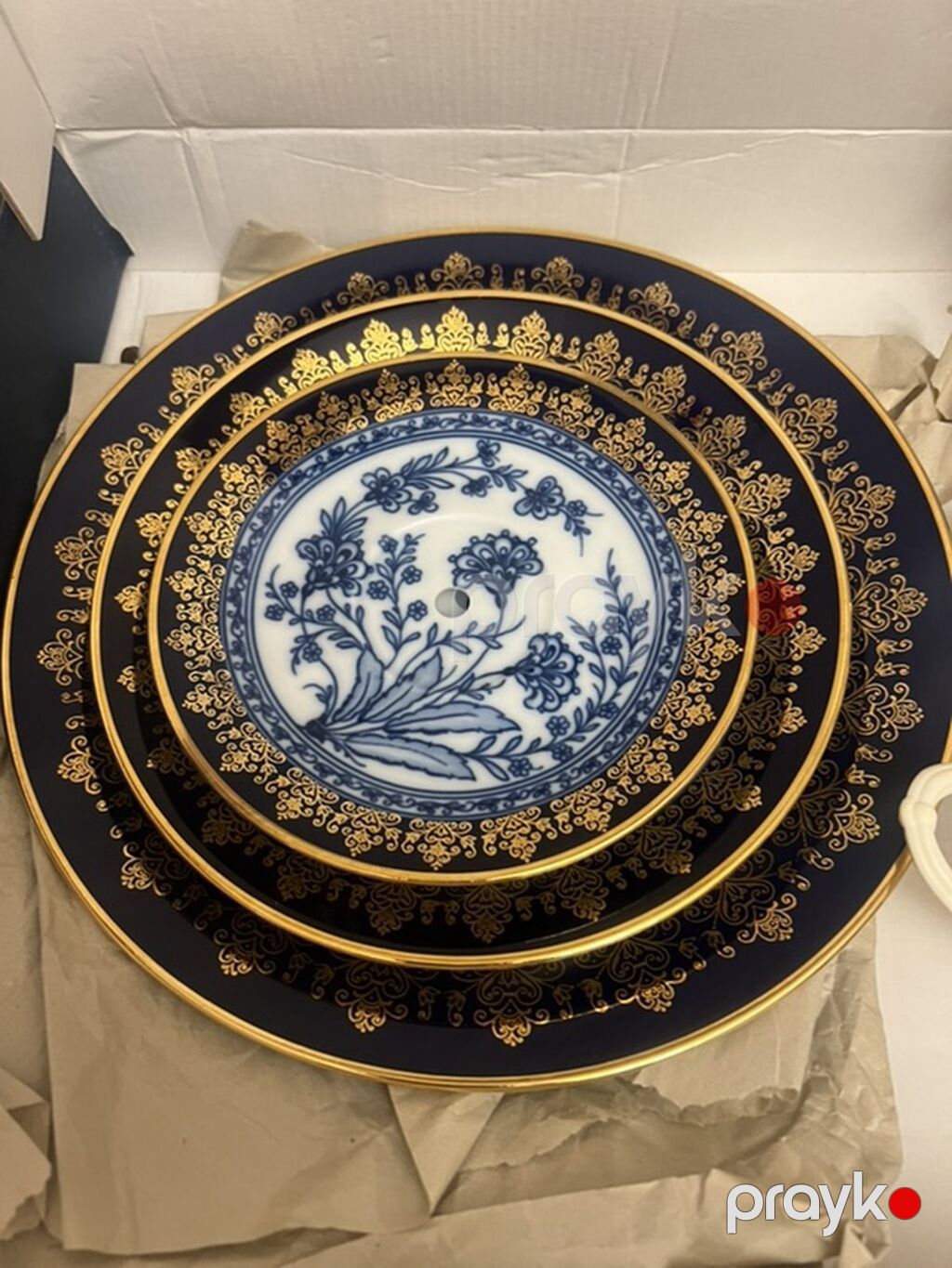 Tort və şiriniyyat qabı, rəng - Göy, Farfor — Süfrə qabı, Bakı (2)