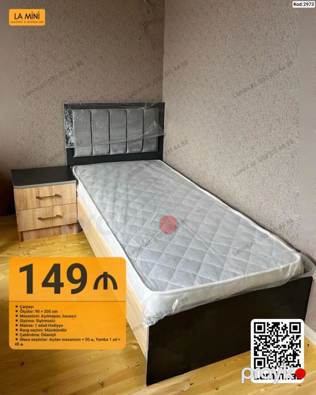 Məhsul: Tək nəfərlik çarpayılar (Kodlar: 2974, 2973, 2972) - Ölçü: 90 — Yataqlar, Bakı (3)