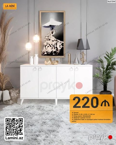La Mini komod - Model kodu: 5344 - Ölçülər: D 40 H 80 E 160 sm — Bakı