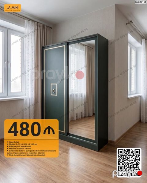 Kupe dolab - Model kodu: 13158 - Ölçülər: dərinlik 55 sm hündürlük — Bakı