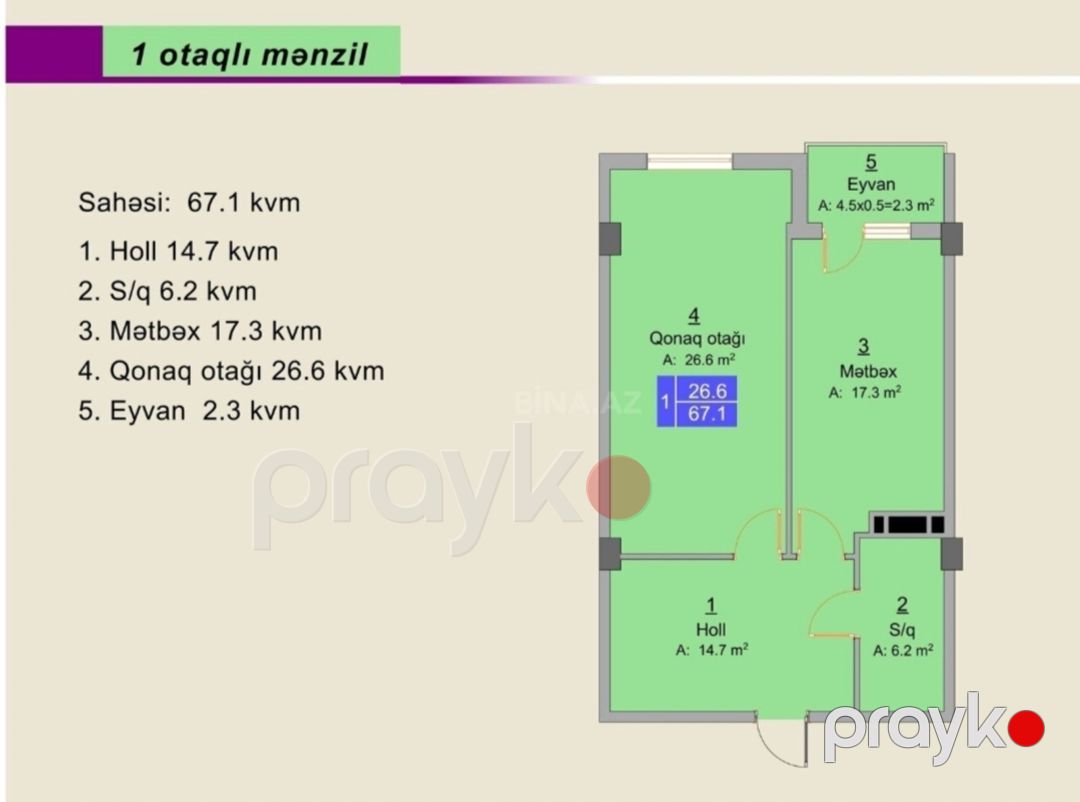 Satılır 1 otaqlı yeni tikili 67.6 m² — Mənzil, Sumqayıt (4)