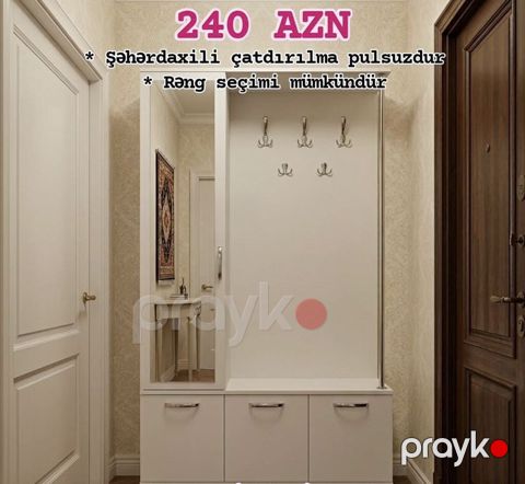 Dəhliz üçün funksional asılqan və dolab dəsti. Xüsusiyyətlər: - Ağ — Bakı