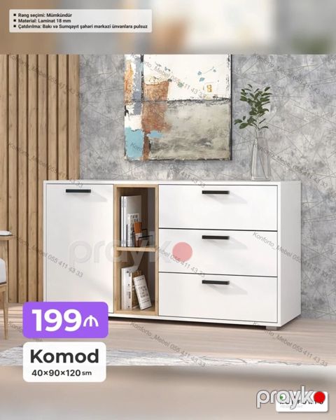 Komod – 40×90×120 sm - Rəng seçimi: mümkündür - Material: 18 mm — Bakı