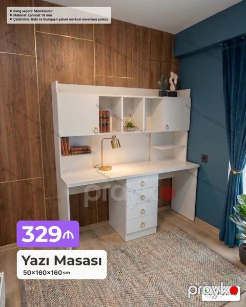 Düz masa, Stulsuz, Polkalı, Siyirməli, Sadə laminat — Bakı