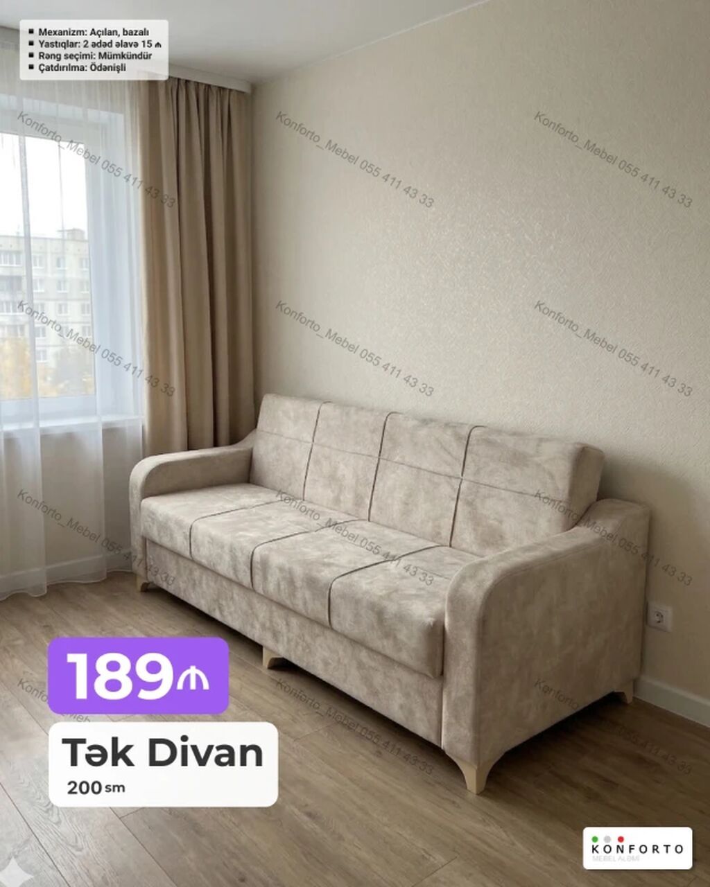 Məhsul: Künc Divanlar Variantlar və ölçülər: - 240×150 sm — 310₼ — Divanlər, Bakı (6)
