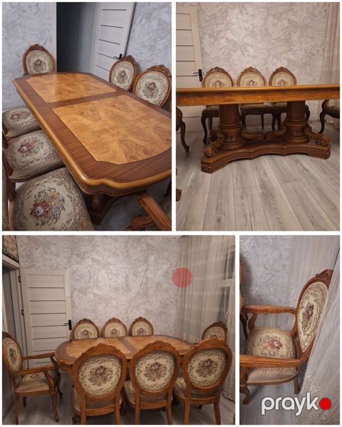Qonaq otağı üçün, İşlənmiş, Oval masa, 8 stul — Bakı