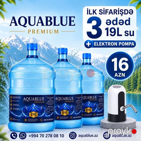Aquablue Premium – 19 litrlik içməli su - Müasir texnologiya ilə — Novxanı
