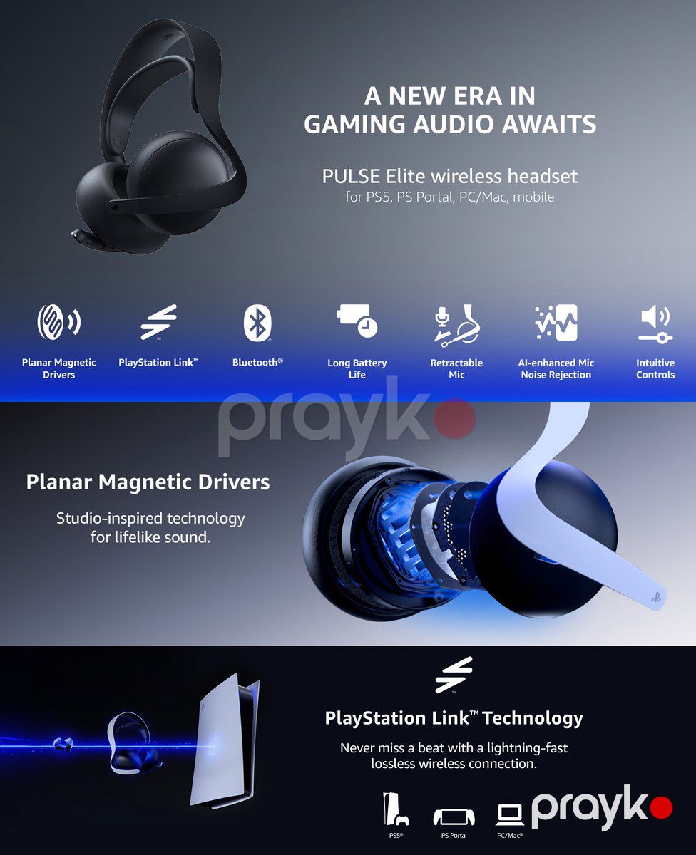 PlayStation Pulse Elite Wireless Headset - Midnight Black — Səs texnikası, Bakı (10)