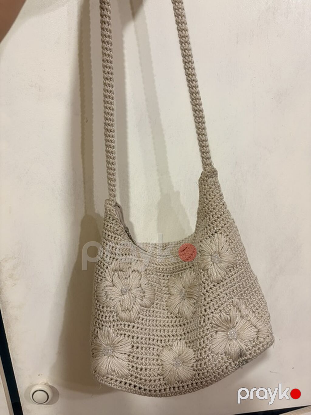 Bej rəngli əl işi toxunma çanta - Material: qalın, parıltılı sintetik — Çantalar, çamadanlar, cüzdanlar, Ucar (2)