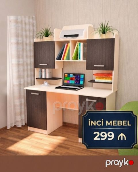 Düz masa, Stulsuz, Polkalı, Siyirməli, Azərbaycan, Sadə laminat — Bakı