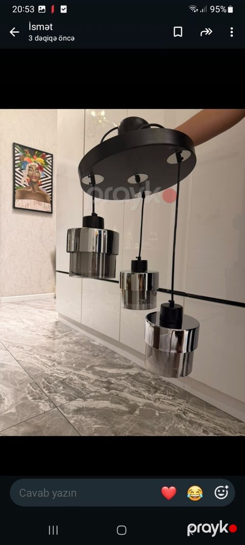 Çılçıraq, 3 lampa, Metal — Bakı