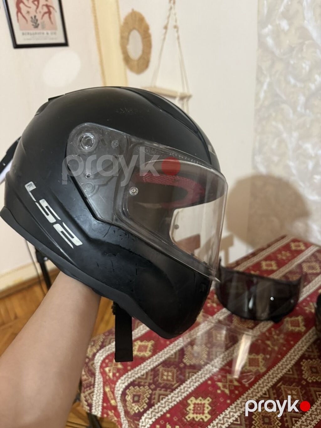 LS2 tam üzlü motosiklet dəbilqəsi - Rəng: mat qara. Normal vəziyyətdə — Motosiklet geyimi, Bakı (3)