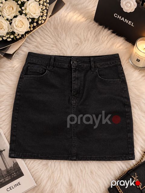 Qadın geyim dəsti – 4 parçalı 1) Qara denim ətək - Klassik beş ciblə — Bakı