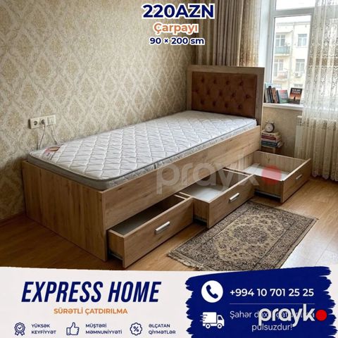 Yeni, Təknəfərlik çarpayı, Bazasız, Matras ilə, Siyirməli, Azərbaycan — Bakı