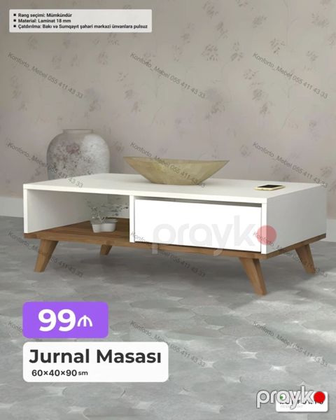 Jurnal masası – müasir və funksional dizayn - Ölçülər: 60×40×90 sm — Bakı