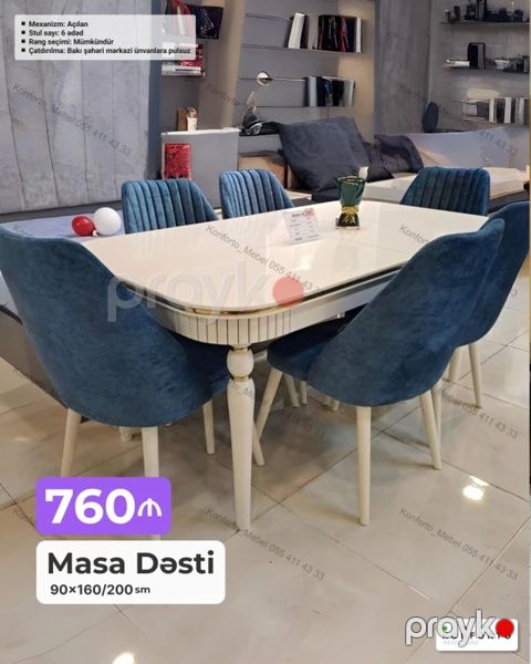 Masa Dəsti – 760₼ - Ölçü: 90×160/200 sm (açılandırma ilə 160 sm-dən — Bakı