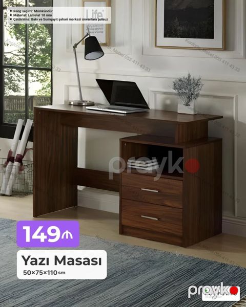 Düz masa, Stulsuz, Polkalı, Siyirməli, Sadə laminat — Bakı