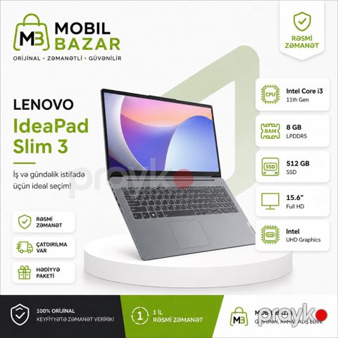 Lenovo IdeaPad Slim 3 15IRU8 (82X700D6RK) — Bakı