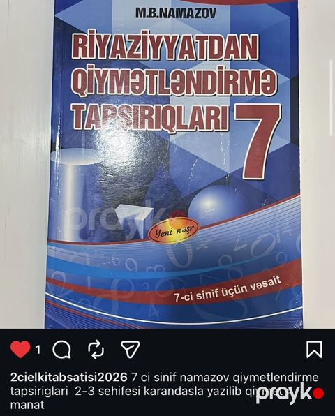 Məhsul: “Riyaziyyatdan Qiymətləndirmə Tapşırıqları 7” – M.B. Namazov — Xırdalan