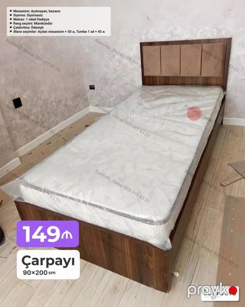 Çarpayı – 90×200 sm - Mexanizm: Açılmayan, bazasız - Süngər — Bakı