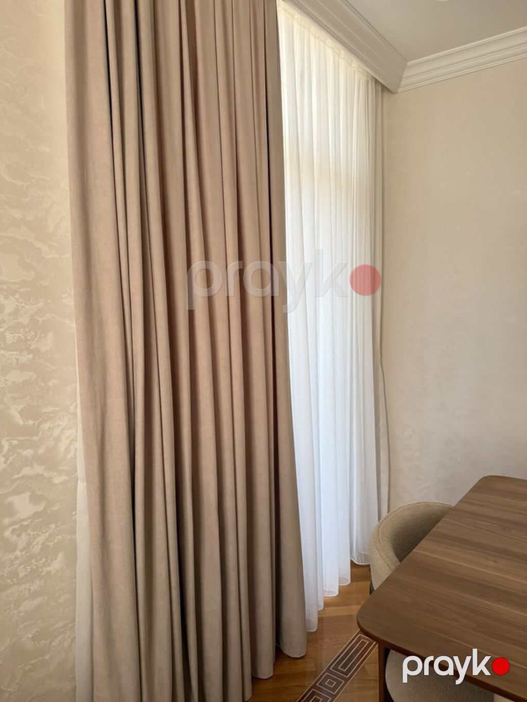 İşlənmiş, Pərdə, rəng - Bej, Ünvandan götürmə, Ödənişli çatdırılma — Pərdələr, kornişlər, jalüzilər, Bakı (4)