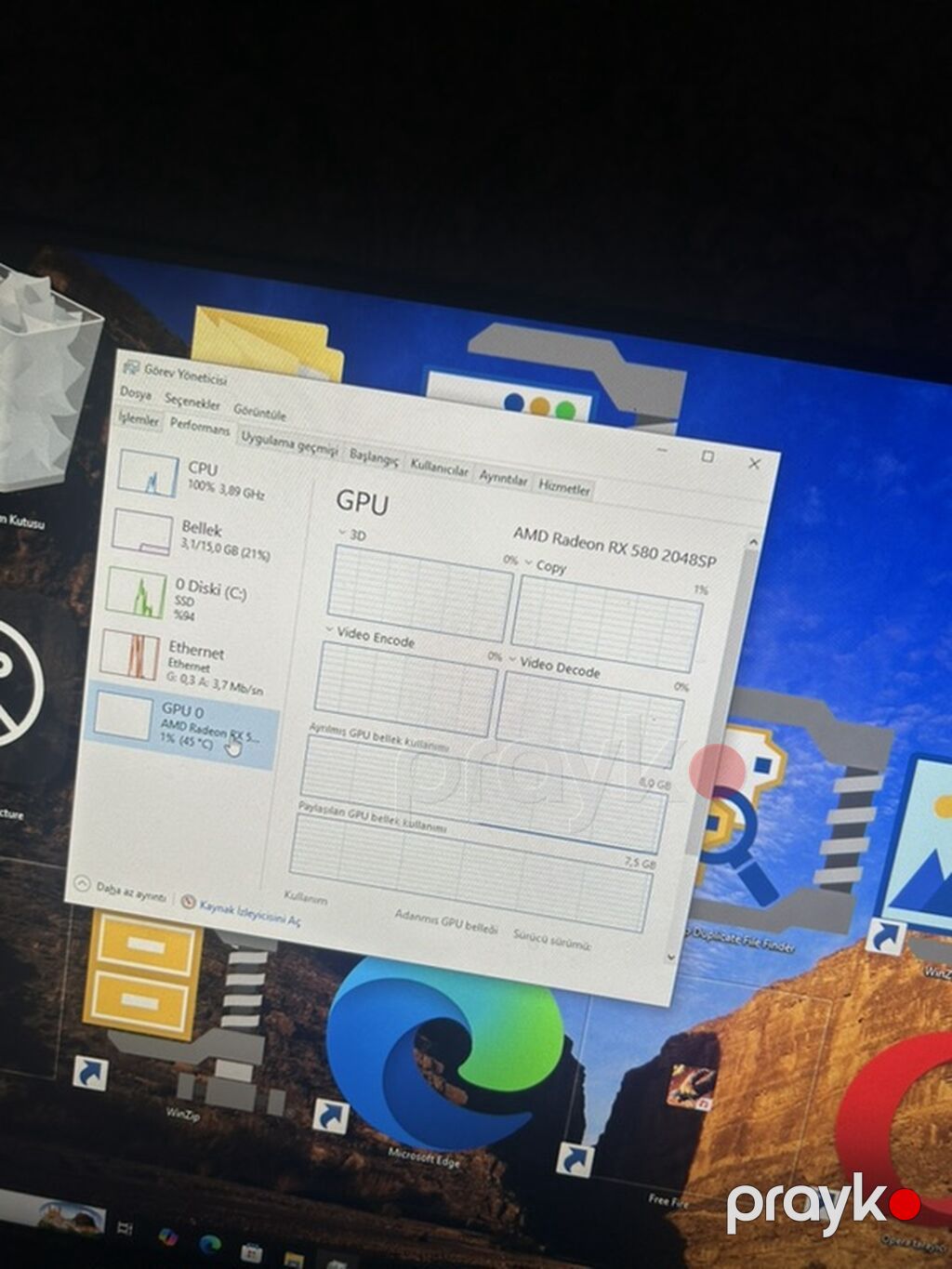 Gaming kompüter dəsti Komponentlər: - Videokart: AMD Radeon RX 580 — Masaüstü kompüterlər, İmişli (6)
