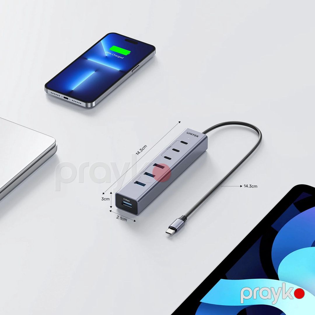 Unitek - uHUB S7+ — 3 Usb-c (10Gbps) və 4 Usb-a (5Gbps) portlu 7-si 1-də Usb-c hub — Periferik cihazlar, Bakı (8)