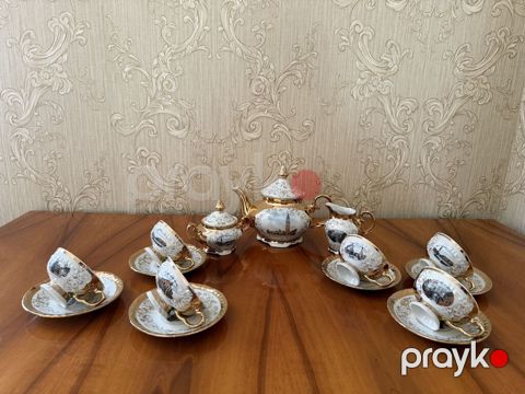 Çay dəsti, rəng - Qızılı, 6 nəfərlik, Almaniya — Fatmayı