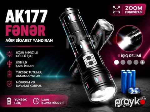 Fənər ağır siqaret yandıran AK177 Məhsul təsviri: AK177 güclü LED — Bakı