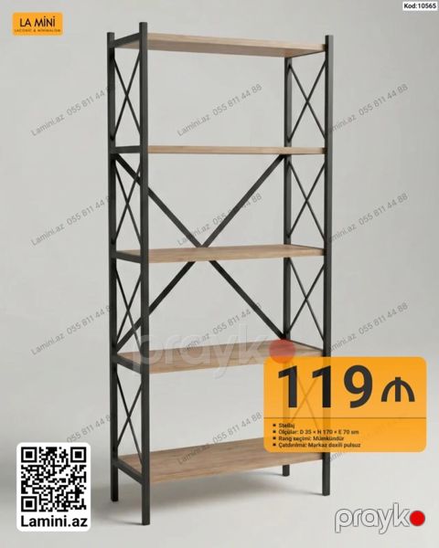 Metall çərçivəli rəf sistemi – Stellaj - Model kodu: 10565 - Ölçülər — Bakı